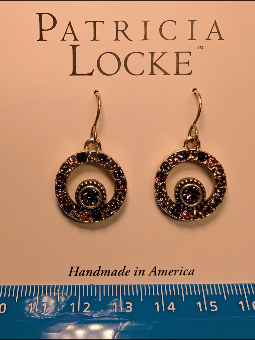 Patricia Locke Blue and Multicolor Crystal Circle Drop Earrings
